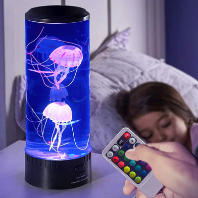Amazon Hot Large Jellyfish Lamp Foreign Trade Led Atmosphere Colorful Night Lamp Home Decoration Cross-Border Remote Control Table Lamp