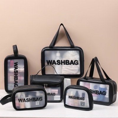Pu Cosmetic Bag Large Capacity PVC Waterproof Wash Bag Transparent Frosted Bath Bag Travel Portable Portable Pouch