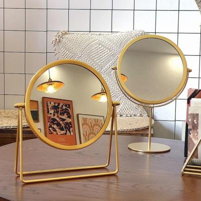 Iron Art Cosmetic Mirror Student Dormitory Desktop Desktop Can Stand Small Mirror Nordic Instagram Style Dressing Mirror