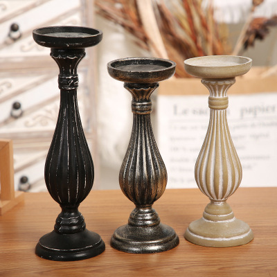 European Entry Lux Candlestick Wooden Candlestick Decoration Dining Table Creative Candlelight Dinner Home Decoration Props Wholesale