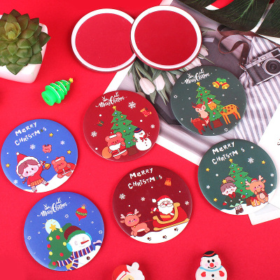 Cartoon Christmas Small Mirror Mini-Portable Makeup Mirror Tinplate Small round Mirror Christmas Small Gifts for Children Wholesale