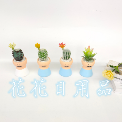 Artificial/Fake Flower Bonsai Ceramic Basin Multiple Cactus Daily Use Ornaments