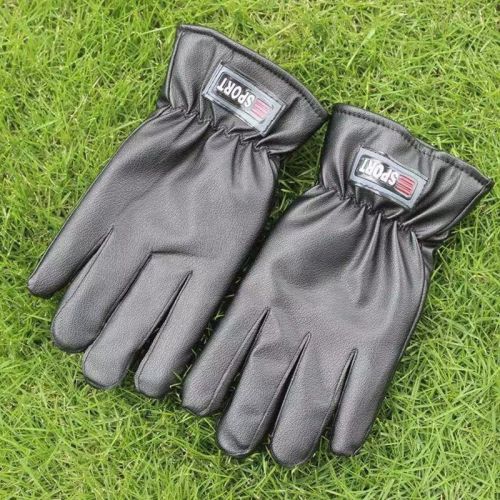 leather gloves touch screen men‘s keep warm and cold protection in winter thickened plus velvet cotton outdoor riding ski suede-like gloves
