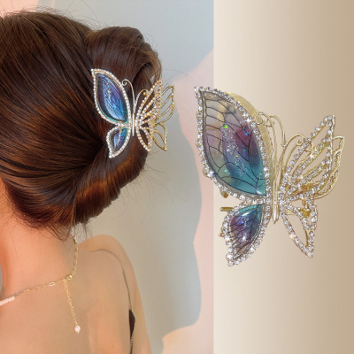 Crystal Butterfly Grip Female 2023 New Hair Claw Butterfly Headdress