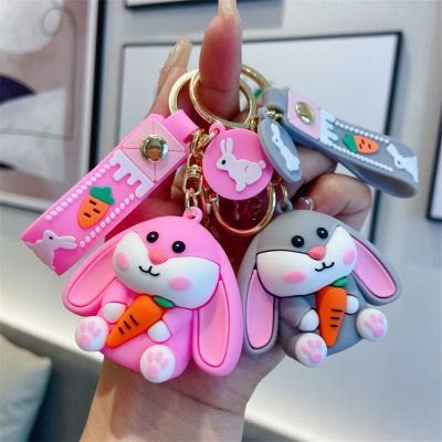 2023 Rabbit Year Mini Cute Radish Little Bunny Doll Keychain Automobile Hanging Ornament Personality Creative School Bag Pendant