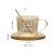 Simple English Coffee Cup High Borosilicate Glasses with Wood Pad