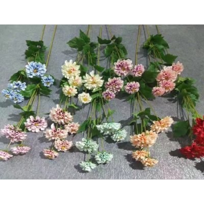 5-Head Chrysanthemum Artificial Flower Home Foreign Trade Export Artificial Flowers Wholesale Factory  Silk Flower
