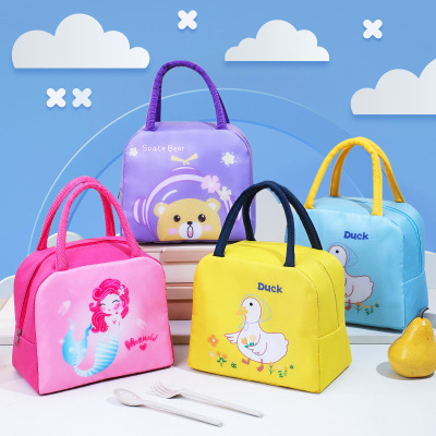 Small Yellow Duck Cute Cartoon Lunch Box Bag Cartoon Bear Lunch Bag Handbag Storage Insulated Bag Canvas Lunch Box Bag