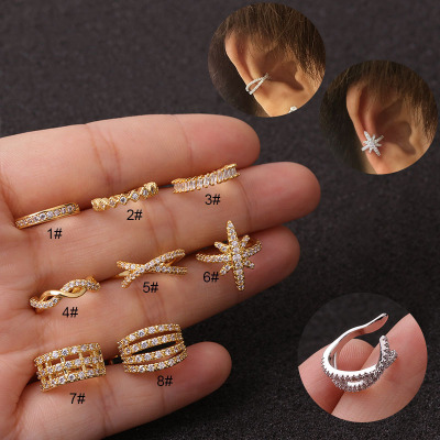 Ear Clip Non-Pierced Ear Bone Clip Korean Ear Bone Ring Pseudo Stud Earrings Female