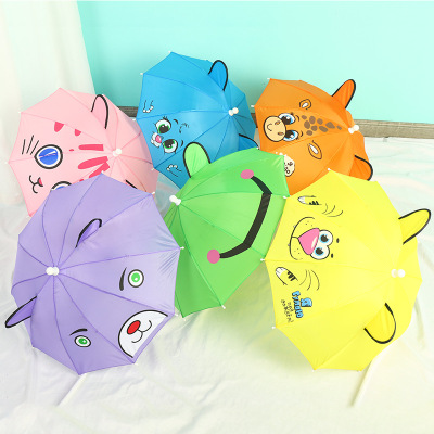Wholesale Children's Umbrella Small Size 1-3 Years Old Cute Cartoon 3D Ear Umbrella Props Mini Umbrella Children Baby Umbrella