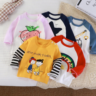 Tops Cotton Base Shirt Boys and Girls Long Sleeve Children's Clothing One-Piece T-shirt Children Clothes New Wholesale