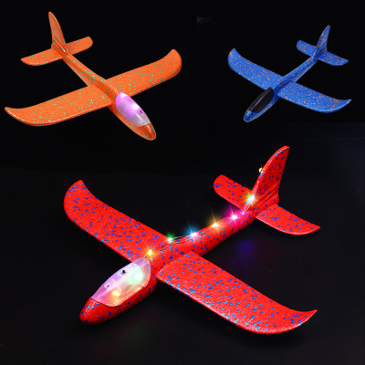 49cm Large Luminous Bubble Plane Wholesale Night Market Hand Throwing Swing Aircraft Model Outdoor Children Airplane Model Toy