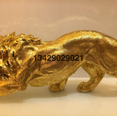 Lion Decoration Resin Plating Golden Lion