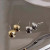 Korean Simple Golden Bean Ear Studs Front and Back Dual-Wear Special-Interest Design All Match Earrings Eardrop Sweet Cool Hot Ear Rings