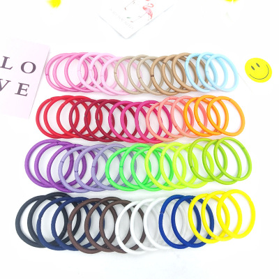 Cross-Border European and American 4mm Thick Hair Band Color High Elastic Hair Bands Rubber Band Basic Hair Ring Hair Accessories DIY Accessories Wholesale
