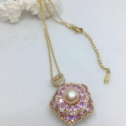 wholesale new fashion gold plated color retaining rotatable luantong pearl pendant necklace band etiquette