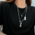 Joint Movable Rabbit Pendant Necklace Ins Double-Layer Hip Hop Men and Women Fashion Cross Necklace Personality Trend