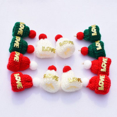 Wool Knitted Christmas Hat Korean Mini Small Hat Christmas Toy Decoration Pompons Ornament Accessories