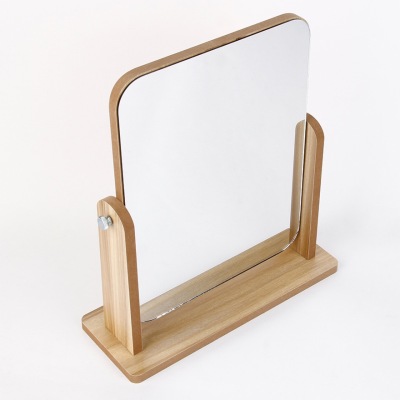 Folding Desktop Makeup Mirror HD Portable Ins Style Cosmetic Mirror Student Large and Small Rotating Wooden Mirror