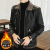 Fleece-Lined Thick Leather Coat Men's Winter Fashion Brand Men's Jacket Trendy Casual Fur Leather Jacket