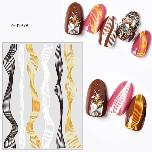 Flexible Chain Nail Sticker Brushed Magic Color Laser Line Sticker Nail Stickers