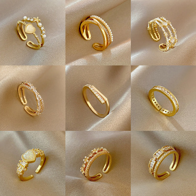 Korean Style Special Interest Light Luxury Ring Unique Design Micro Inlaid Zircon Ring Internet Celebrity High-Grade Adjustable Hand Jewelry