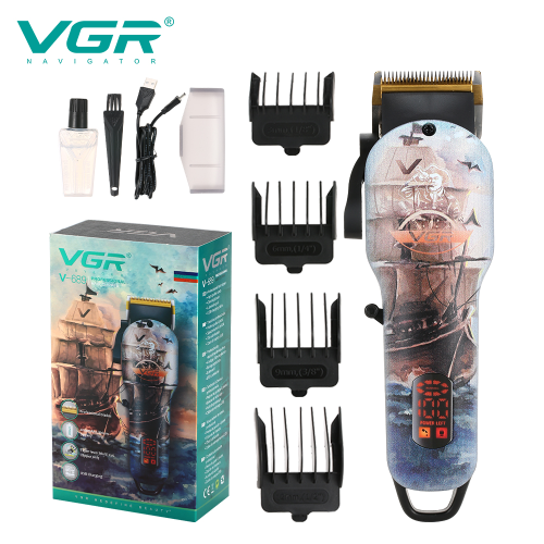 vgr new body captain graffiti digital display hair clipper professional electric trimmer rechargeable hair clipper v689