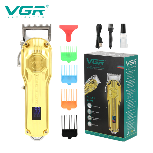 Vgr672 Hair Clipper Metal High Power for Hair Salon New Electrical Hair Cutter LCD Digital Display Oil Head Electric Clipper