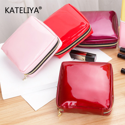 Korean Style Pu Cosmetic Bag Printed Women's Portable Small Cosmetic Storage Bag Square Lipstick Cosmetic Bag