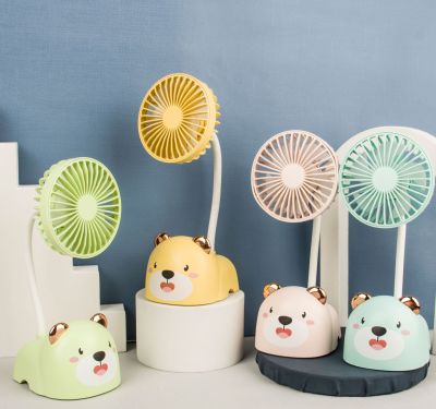 Hj10 Mute Student Portable Desktop Cartoon Mini USB Macaron Mini Charging Bear Fan