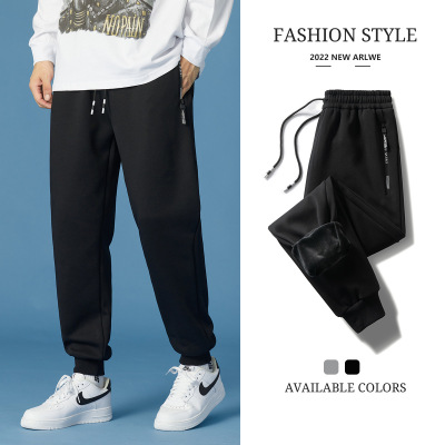 Fleece Padded Pants Men's Cotton Autumn and Winter Casual Pants Men's Trendy Ankle Length Pants Ankle-Tied Harem Pants Loose Tappered Sweatpants Men