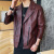 Black Leather Coat Coat Men's Autumn New Motorcycle Lapel PU Leather Jacket Fashion Brand Casual Loose Ruffle Handsome Top Clothes