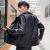 Black Leather Coat Coat Men's Autumn New Motorcycle Lapel PU Leather Jacket Fashion Brand Casual Loose Ruffle Handsome Top Clothes