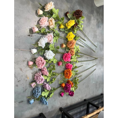 3-Head Diamond Rose Wedding Artificial Flower Artificial Flowers Home