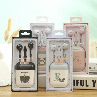 Internet Celebrity Sesame Street in-Ear Earphone Drive-by-Wire Call Student Cartoon Headset Wholesale with Storage Box Headset