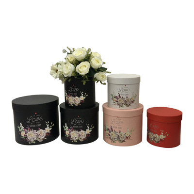 Spot European-Style Printed round Flower Pot Flower Box Three-Piece Gilding Flower Gift Box Birthday Gift Box