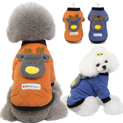 Pet Clothes Dog Clothes Autumn and Winter New Pet Two Legs Cotton Clothes Two Feet Cotton Coat Jacket Deer Cotton-Padded Jacket