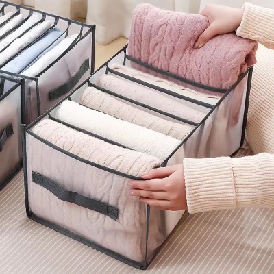 Jeans Storage Box Clothes Pants Storage Gadget Sweater Storage Box Layered Household Multifunctional Wardrobe Separated