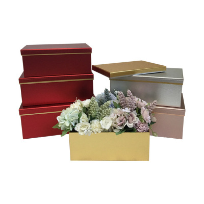 Spot High-Grade Metal Paper Rectangular Gift Box Rectangular Hand Gift Box Flower Gift Box Flower Box