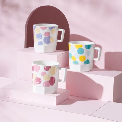 Cute Simple Ceramic Summer Fresh Colorful Polka Dot Mug Fashion Cute Office Home Cartoon Water