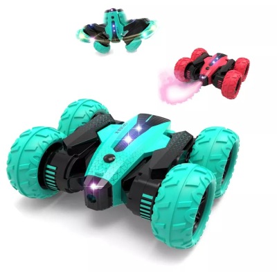 2.4GHz Double-Sided Rolling Stunt Car 360-Degree Rotating Flowering Stunt Car Drop-Resistant Remote Control Car with Light Spray