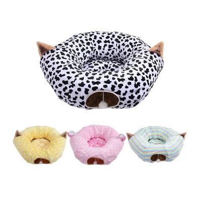 Cow Pattern Cute Cat Tunnel For Indoor Cats Bed Plush Fabric