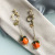 925 Silver Stud Earrings Female Glass Persimmon Earrings Spring and Summer Japanese Girl Orange Colored Glaze Ear Clip