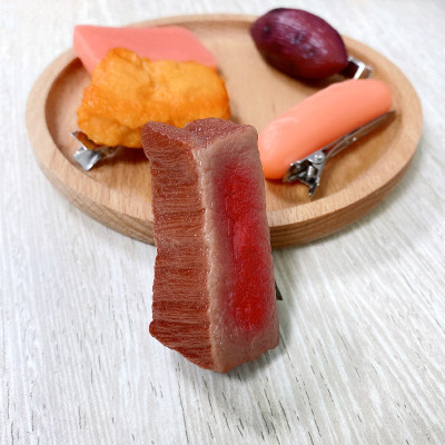 INS Simulation Food Model Beef Braised Pork Toy Pendant Head Accessories Hairpin with Hoop Clip Creative Accessories