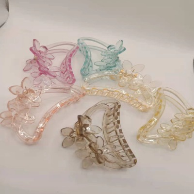Korean Super Fairy Ins Style Transparent Flower Hair Clip Back Head Fixed Hairpin Grab Clip One Yuan Store Supply