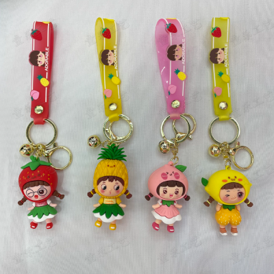 Fruit Girl Key Chain Schoolbag Cute Car Creative and Refined Cartoon Pendant Doll Doll Pendant Key Ring