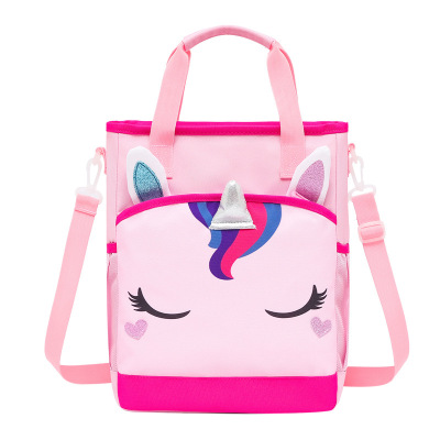 Korean Style Unicorn Handbag Cartoon Cute Primary School Children's Hand Carrying Tuition Bag Wholesale Girl Art Bag