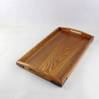Japanese Style Wood Pallet with Handle Rectangular Wooden Storage Tea Tray Creative Retro Wooden Tray Household Minimalist Plate