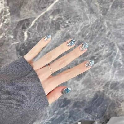 INS Blue Sea Korean Large Sequins Nail Ornament Laser Flash Hexagonal Patch Factory Direct Sales