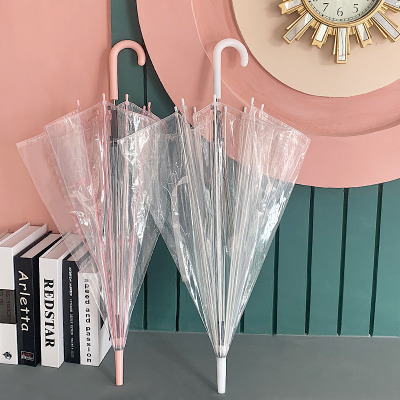 Logo Student Children Advertising Umbrella Long Handle Straight Rod Environmental Protection Transparent Umbrella